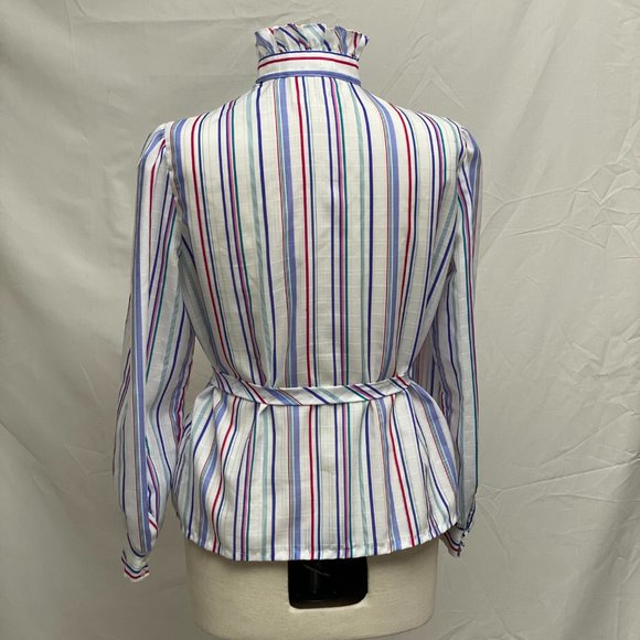 SOLD Vintage Ruffle Neck Collared Blouse - Picture 5 of 11